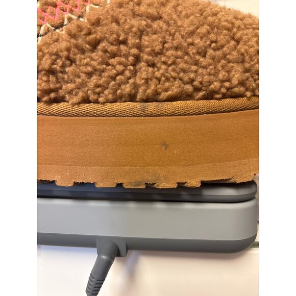 UGG Shearling Fleece Mule Slides Brown Slip On Platform Slippers Comfort Shoes - Picture 6 of 8